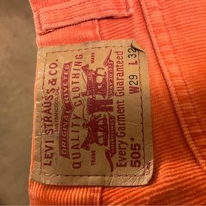 Levi 505 orange corduroy pants. Size 29. Straight leg and high waisted.